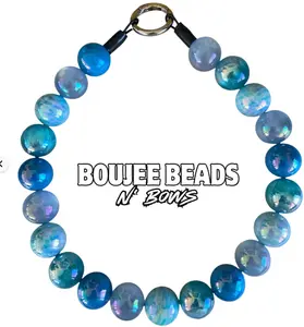 Feelin' Blue Beaded Dog Collar- Inspired Colors - Personalized Charms offered