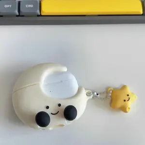 Creative Crescent Moon Headphone Case for Apple AirPods 4, Compatible with AirPods Pro 2 and AirPods 1/2/3, Wireless Bluetooth-compatible Earbuds Protective Shell Protection Accessories