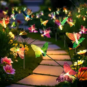 Solar Garden Lights,Swaying Butterfly Lights Outdoor Decorative,6pack Warm White LED Solar Lights for Outside Yard,Lawn,Patio,Pathway Decoration Gardening Gifts