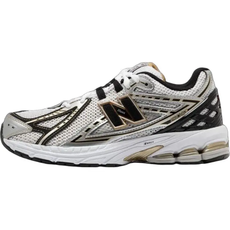 New Balance 1906R 'Metallic Silver-Metallic Gold' Retro Style Female Youth Sports Footwear, Gym Play Running Walking Sneakers with Laces for Everyday Use, Kids Sizes, Comfy For All-Day Wear, Runs Small, School/Play, Shimmering Metallic Silver & Gold