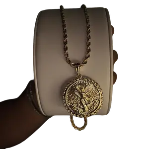 Gold Plated Centenario Necklace with 24 Inch Rope Chain Elegant Durable Classic Design for Everyday Wear Sophisticated Jewelry
