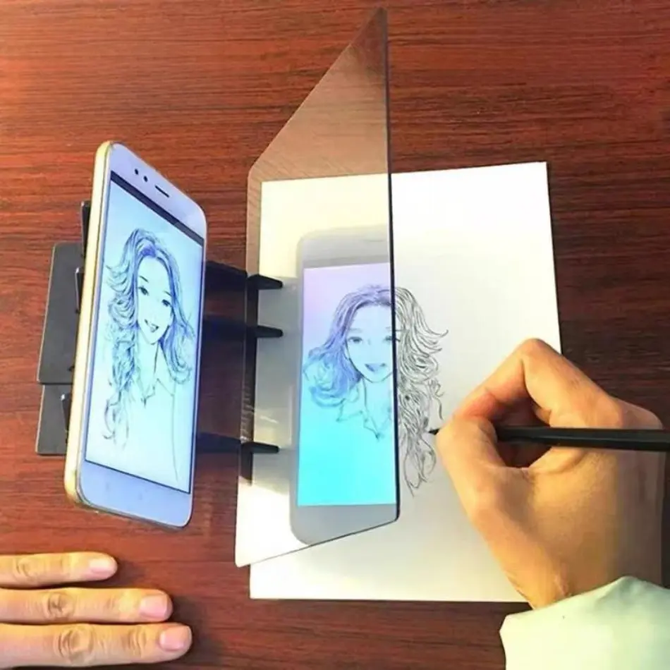Optical Phone Projection Tracing Board, Plastic Drawing Aid for Kids & Beginners, DIY Sketching Practice Art Craft Supplies