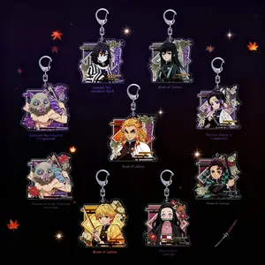 Demon Slayer Keychain Acrylic Anime Cartoon Accessory Tanjiro Nezuko Pendant Charm Wholesale Bulk Sale Now