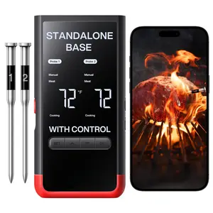 Meat Thermometer: Standalone Base, WiFi Unlimited Range, 6 Sensors with NIST Certified Accuracy, 2 Probes for Kitchen, BBQ, Grill, Oven, , Rotisserie