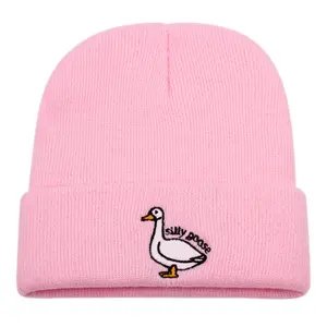 Silly Goose Beanie Hat Winter Warm Funny Goose Knitted Caps for Men Women Playful Fashion Accessory
