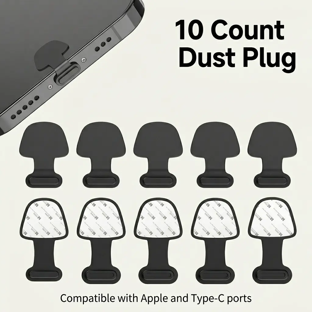 10 Count Phone Charging Port Dust Plugs, Effectively Block Dust Lint and Moisture, Available in Type‑C or Lightning Interface