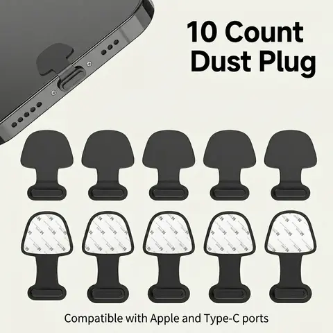 10 Count Phone Charging Port Dust Plugs, Effectively Block Dust Lint and Moisture, Available in Type‑C or Lightning Interface