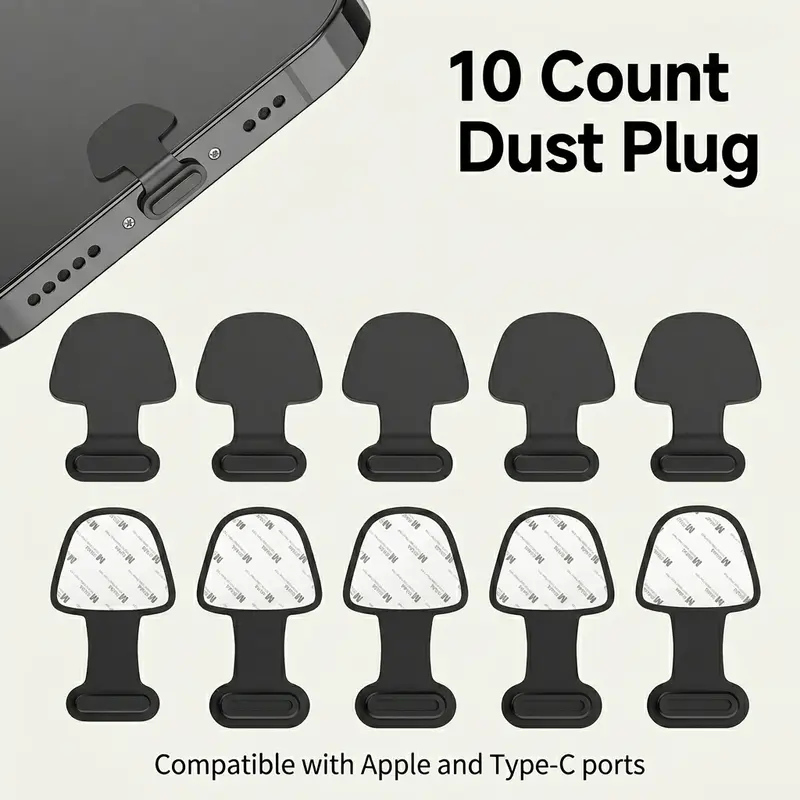 10 Count Phone Charging Port Dust Plugs, Effectively Block Dust Lint and Moisture, Available in Type‑C or Lightning Interface