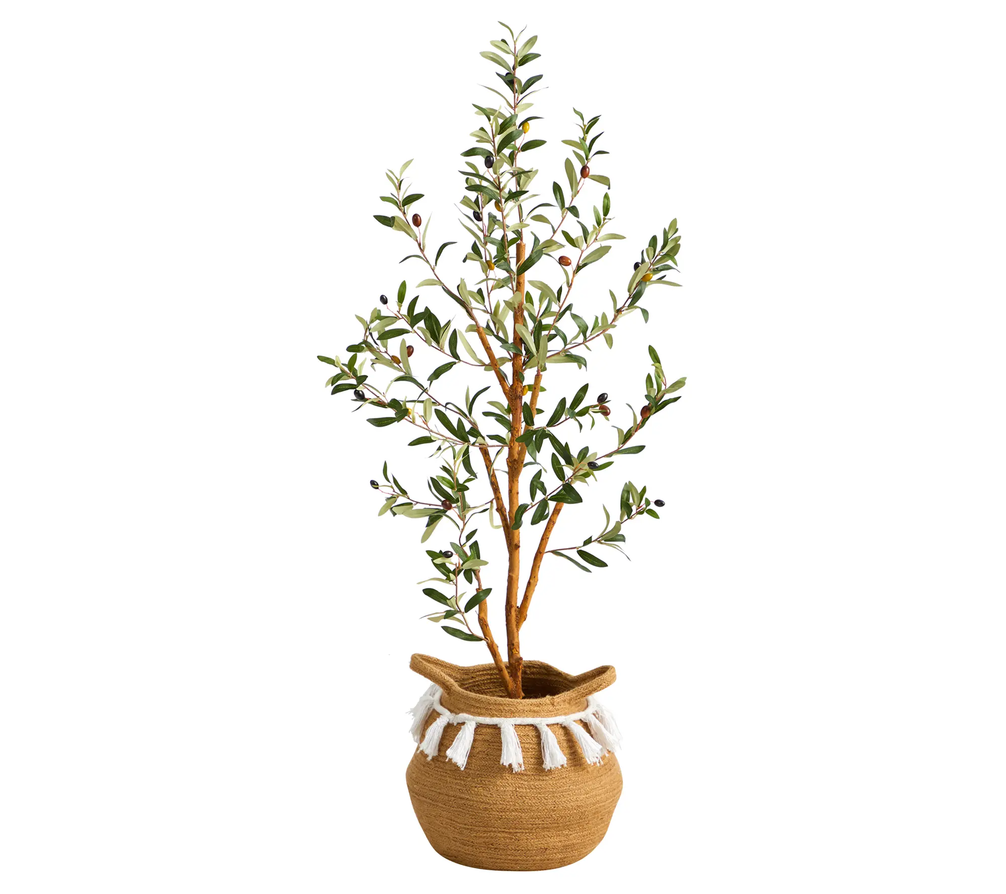 Nearly Natural 3.5-ft Artificial Olive Tree with Basket