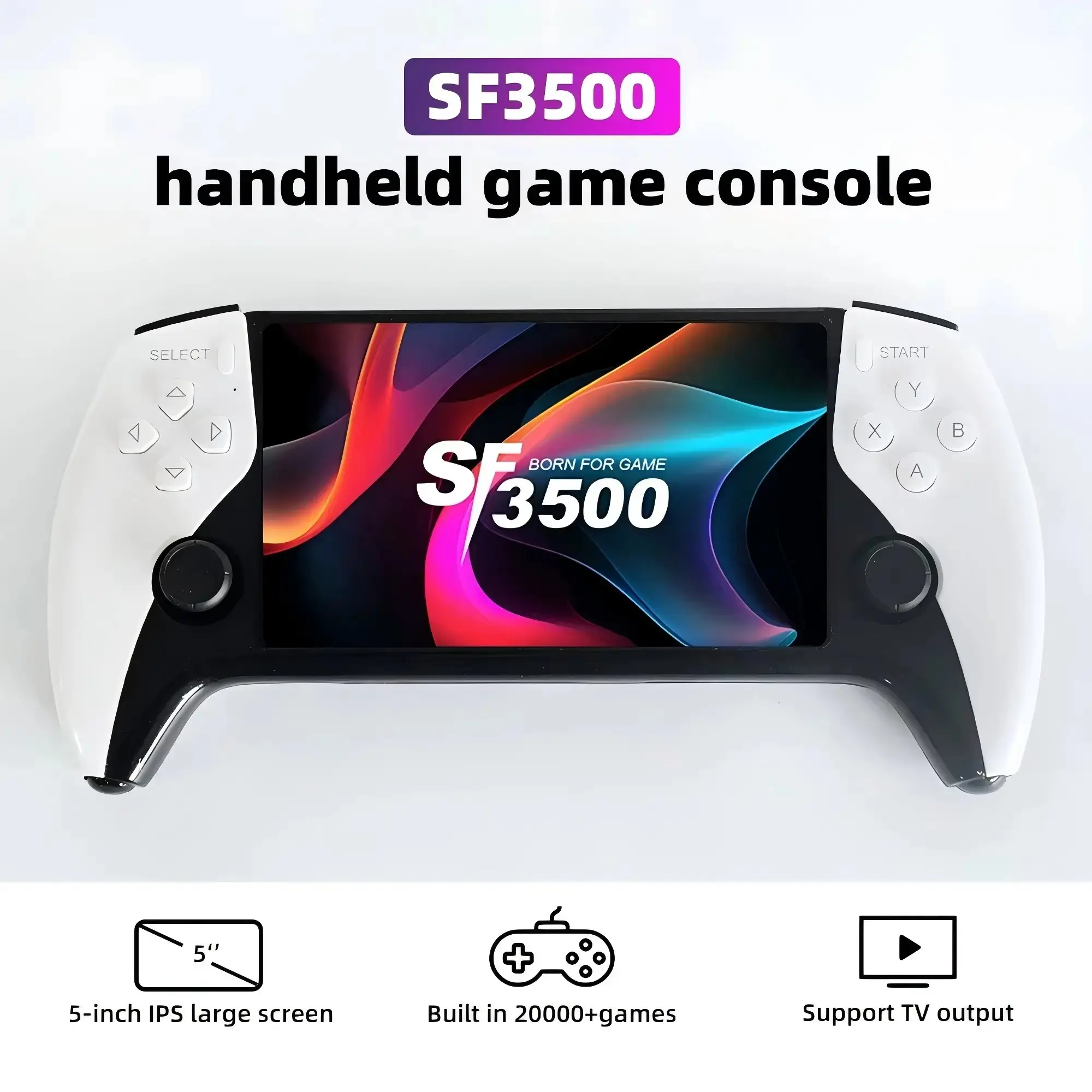 2026 New Sf3500 Upgrade Version Handheld Portable Game Console, 5 Inch IPS Full-HD Screen, 3000mah Long-Lasting Battery, Ideal for Gaming Enthusiasts
