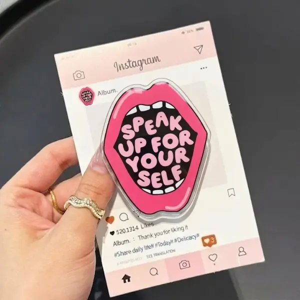 Speak Up Your Self Magsafe Phone Grip, Cutie Frog Kindle Accessories, Coquette Gift For Her, pop socket sticky magnetic mount Flower-Shaped Multi-Functional Stand Library Card
