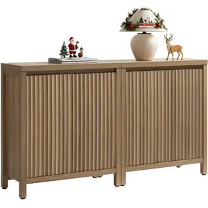 SICOTAS Sideboard Buffet Cabinet with Storage, Fluted Credenza Console Cabinet with Adjustable Shelves, Farmhouse Coffee Bar Storage Cabinets for Kitchen, Living Room, Entryway