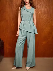 Women's 2-Piece Set, Spring/summer New Minimalist Elegant Linen Design, Shirt Top + Straight Leg Wide Leg Pants, Casual Outfit