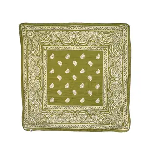 Bight Olive Paisley Block Printed Bandana