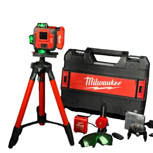 Milwaukee 16 Lines Outdoor Green Light Laser Level Horizontal Vertical Lines Precise Automatic Calibration Function Level Tool Combo Kit for Reliable Outdoor Projects