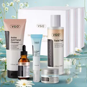 VGO 5-Steps Skincare Set for Daily Use - Cleanser, Toner, Serum, Eye Cream, Moisturizer for Hydration - Gentle & Non-Irritating for All Skin Types