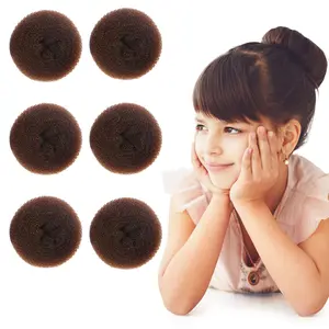 Hair Small Bun Maker for Kids - Ballet and Sock Buns, Easy Hair Donut (6pc Black 2 Inch Size)