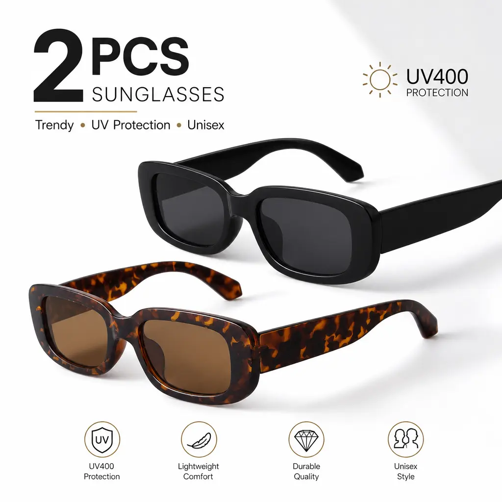 Women's Retro 90's Narrow Square-Rectangular Frame Sunglasses - UV400 Protection, High Quality, Lightweight Durable, Festive Party Eyewear Accessory, Driving Accessory, High Quality Sunglasses, Lightweight Durable Sunglasses