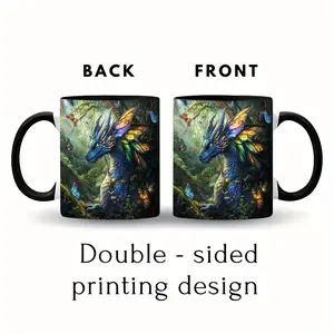 Mug 1pc Dragon Art Ceramic Coffee Mug, 11oz Porcelain Cup for Coffee, Tea, Milk, Water, Beer - Ideal for New Year, Christmas, Easter, Valentine'S Day, Birthday, Office Gifts