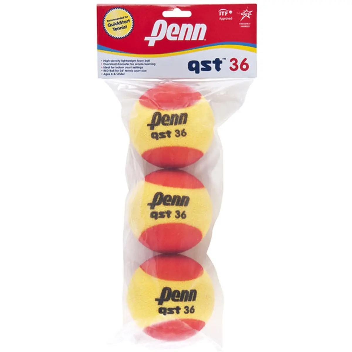 Penn QST 36 Red Foam Training Tennis Balls - Bag (3 Balls)