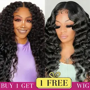 [Combo sale 28"&24"]"buy 1get 2 wig"13x4 Deep Wave +5x5 Straight Honey Blonde Lace Front Wigs Human Hair with Baby Hair 180% DensityHuman Hair Wigs