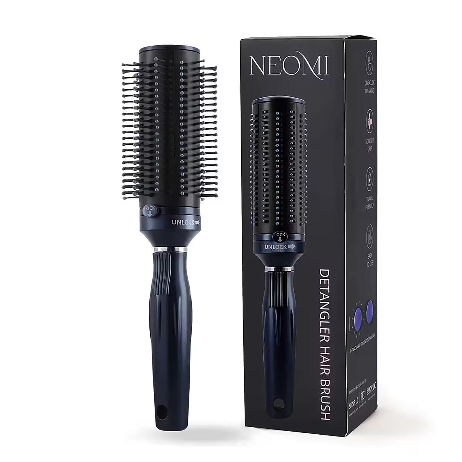 Shop LC Detangler Brush for Women - Blow Dryer Round Brush for Blow Out - Self Cleaning Roller Retractable Travel Hairbrush for Wet, Dry & Curly Hairs Birthday Christmas Gifts