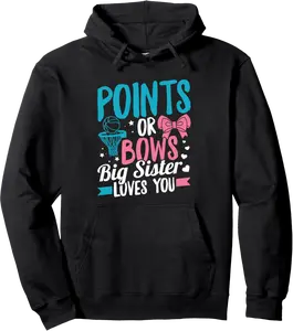 Gender Reveal Basketball Design for a Basketball big sister Pullover Hoodie - 81B0D8H82W89
