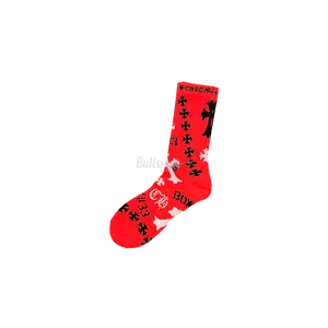 1062044 Chrome Hearts Stencil Socks "Red"