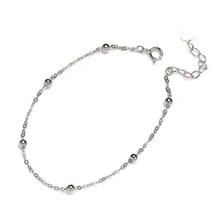 Sterling Silver Round Bead Bracelet/Anklet