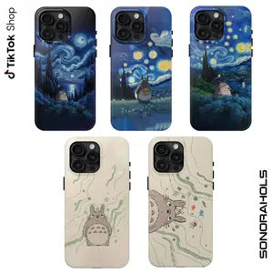 Totoro Starry Night Phone Case, Anime Forest Sky Cover for iPhone Samsung