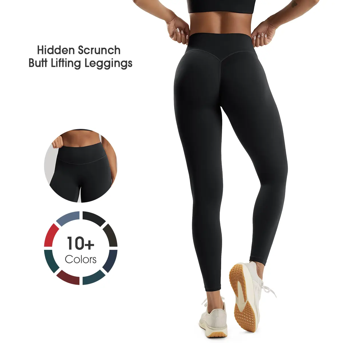 ODODOS Hidden Scrunch Butt Lifting Leggings for Women - 25" No Front Seam High Waist Booty Sculpting Yoga Pants
