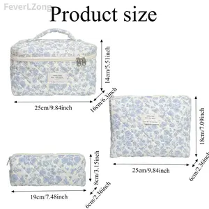 Large Capacity Commuter Backpack Quilted Makeup Bag Set 25cm x 18cm x 14cm Travel Organizer Double-Layered Packaging floral pattern multifunctional