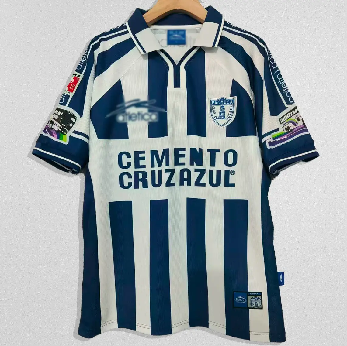 Pachuca1999-00 Home Classic Retro Vintage Football Shirt, Print Collared Football Jersey