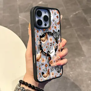 Chic Magnetic Case for iPhone11/12/13/14/15/16/17/promax Farm Chickens And Flowers MagSafe Ready, Anti-Slip, Ultra Thin | Aesthetic Touch for Daily Use