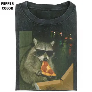 Funny Raccoon Eating Pizza Shirt, Cool Animal Meme Graphic Tee, Pepperoni Pizza Night Streetwear T-shirt, Gift for Men, Gift for Women, Crew Neck T-shirt, Trending T-shirt
