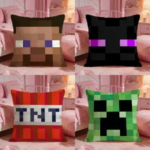 Game Character Accessory Minecraft head Cushion Cover Ultra-Soft Reversible Plush Pillow Cover | Double-sided fluffy comfort for car, sofa, bedroom | Skin-friendly fabric | Easy clean & maintain | Stylish home decor | Perfect gift for family & friends