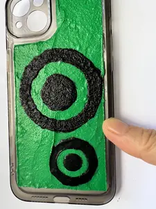 Handmade Decoden 3D Texture Target Pattern Design iPhone 15 Plus Phone Case - Green Background