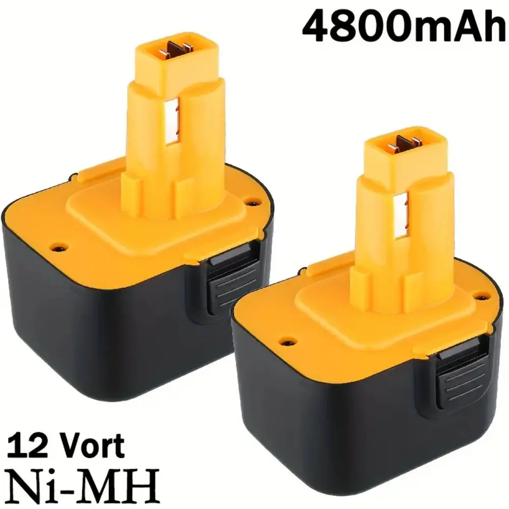 Dewalt 12V Ni-Mh Replacement Batteries (2-Pack, 4.8Ah) - Compatible with DC9071, DW9072, DE9037, DE9074, DE9075, 152250-27, 397745-01, 12Volt Cordless Power Tools, All OEM 12V Ni-Mh Chargers, Energy-Efficient, Longer Runtime (35% More)