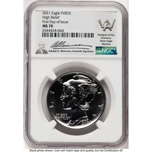 Modern Bullion Coins (2021 Palladium Eagle 1 oz, MS FDI Adolph Weinman)