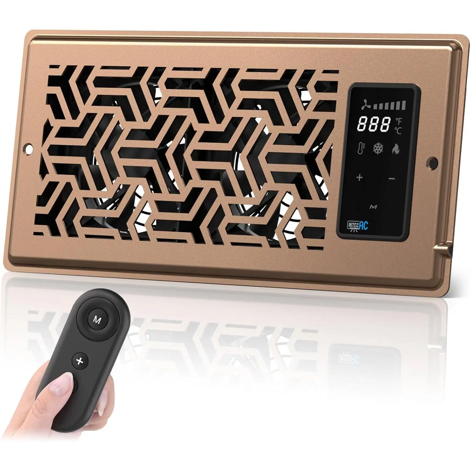 4"x10" Register Booster Fan with Remote and Thermostat - Energy Efficient HVAC Vent Booster Fan for Home Airflow, Dimmable Display & Easy Installation-Airvent T4-10S