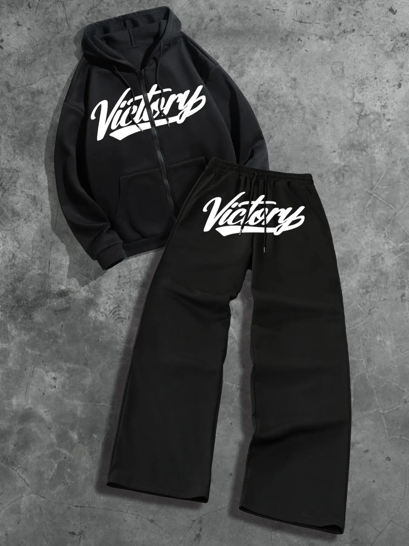 Men's Street Fashion Hoodie Set with Personalized Style, Casual Long Sleeve Pullover and Loose-Fitting Sweatpants for Fall & Winter