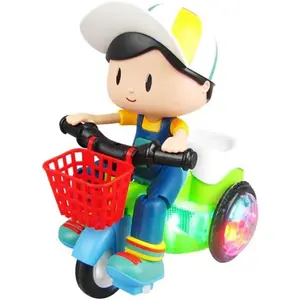 Electric Tricycle Toy for Kids with Led Lights and Music Creative Stunt Ride-on Toy for Boys and Girls Kid S Intelligent Tricycle Without Battery 7-Inch Compact Size