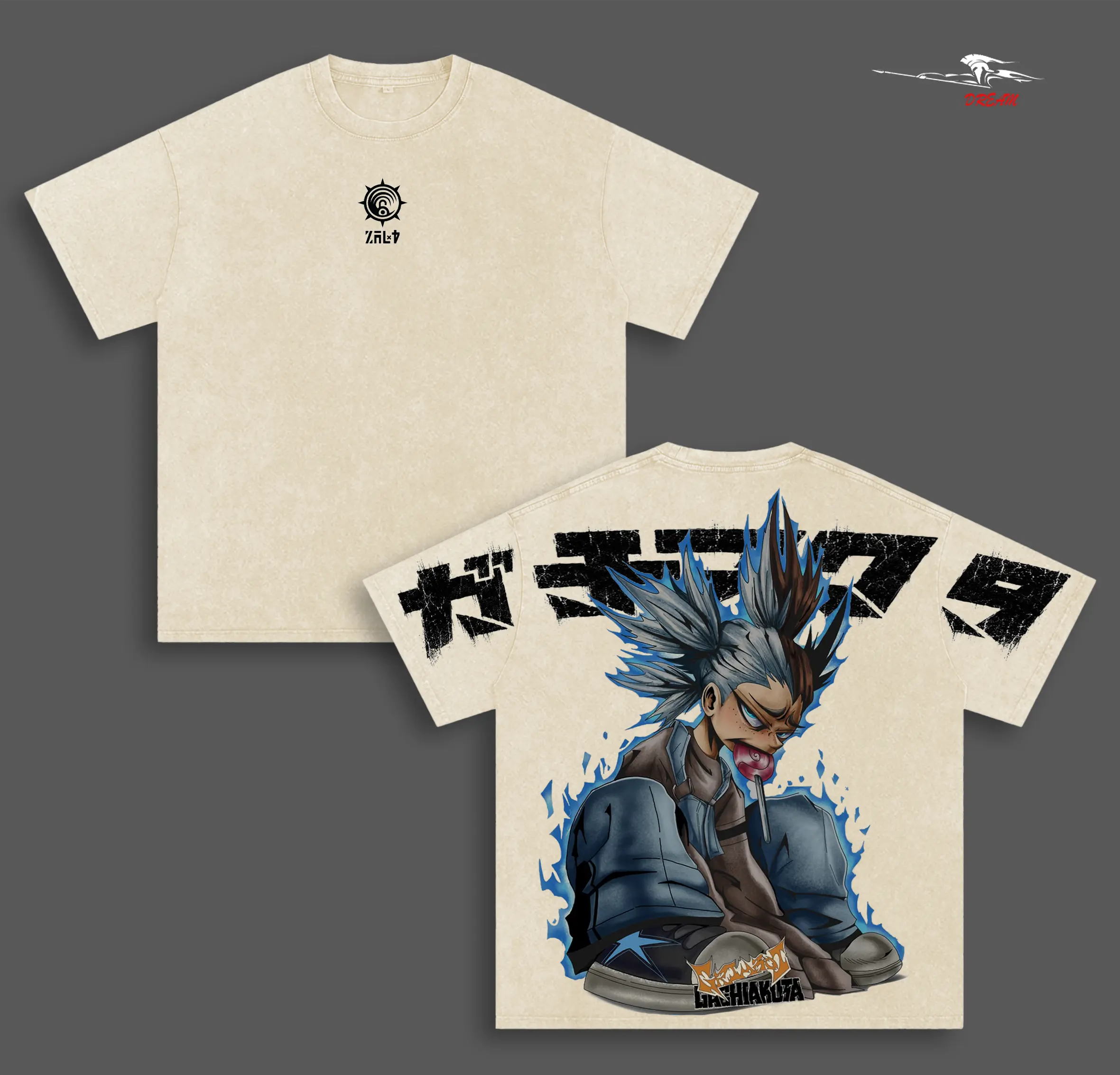 Dear Santa Gachiakuta Anime Double Printed Vintage Washed Tee Unisex Oversize Heavyweight Cotton T-shirt for Anime Fans and Lovers
