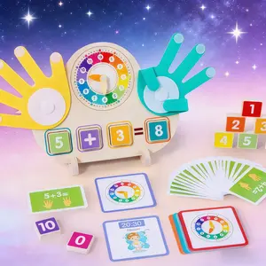 This Wooden Clock and Finger Counting Toy is a two-in-one educational toy, Math Learning Tools, helps children learn math by counting fingers and recognize clocks by pictures, great for Easter basket stuffers and festive educational fun!