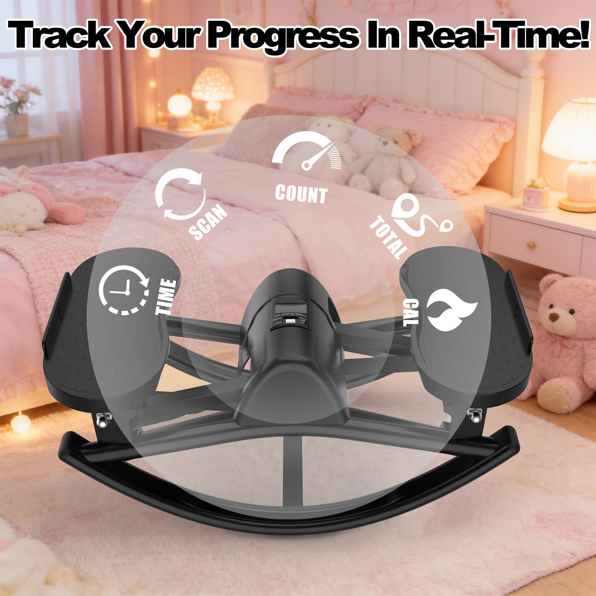 Steppers for Exercise,Lateral Elliptical Stepper for Home Use – Side-to-Side Rocking Stepper Machine with Resistance Bands, Anti-Slip Mat & LCD Display, Low-Impact Full Body Workout Equipment