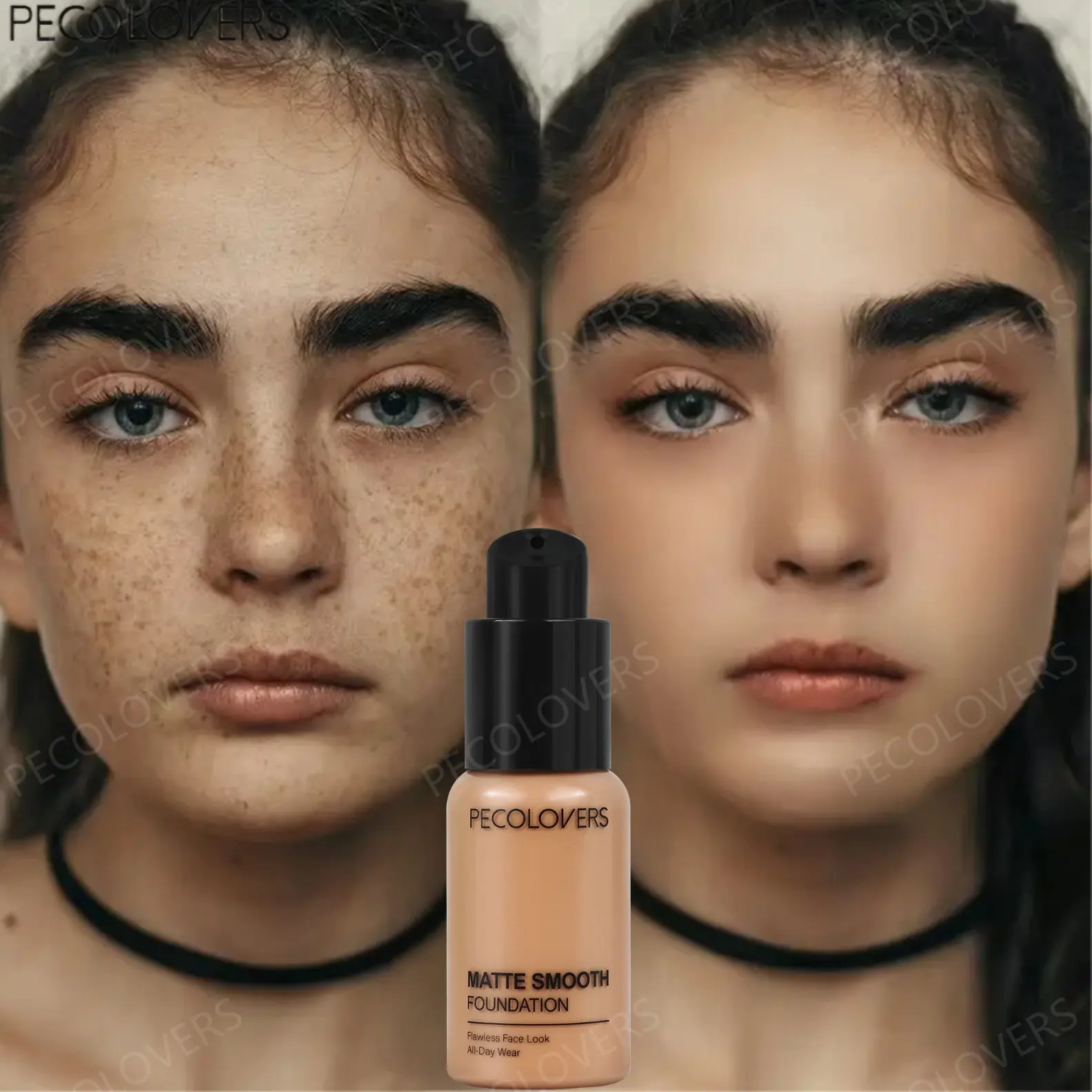 1 Pc Full Coverage Liquid Foundation, Matte Finish Base, Long-Wear Face Makeup For Party And Daily Looks, Porcelain White And Natural Nude And Deep Beige, Face Makeup Tool