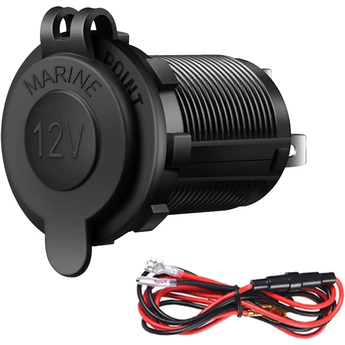 12V Voltage Waterproof Power Socket with Plastic Body - Connector Plug, Waterproof Plug for Car, Marine Electrical Sockets & Accessories