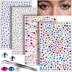 Face Gems Hair Pearls Face Rhinestones for Makeup Festival Face Jewels Hair Jewels, 1300PCS Self-Adhesive Rhinestones and Gems for Face, Hair, Body, Eye springtok