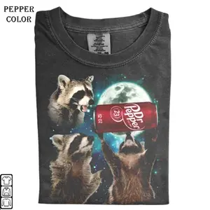 Three Raccoons Dr P.e.pper Meme Shirt, Funny Meme Dank Raccoons Sweatshirt, Festive Holiday Tee, Funny Animal Graphic Top, Cozy Winter Sweatshirt, Unisex Cotton Graphic Top T-Shirt, Unisex Cotton Crewneck Top for Daily Wear