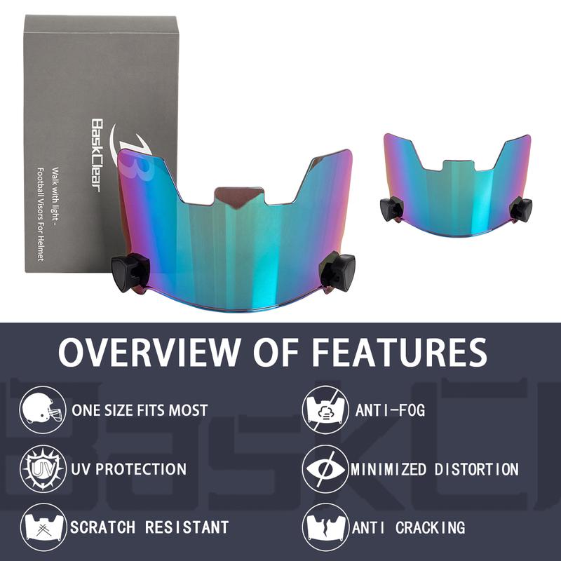 Football Visors for Helmet -Football Visor - Football Helmet Visor Fits Adult & Youth Football Helmets - Anti-Fog, Scratch Resistant Clear Visor Football Face Shield